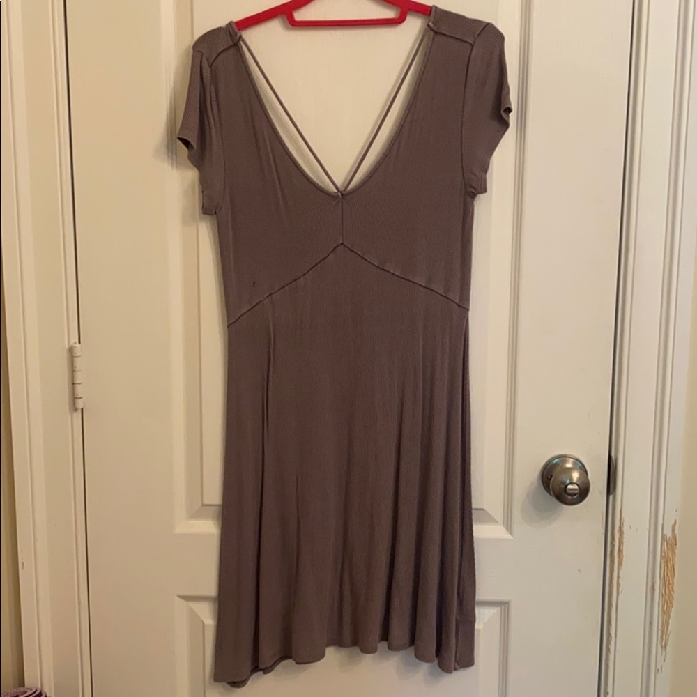 American Eagle Ribbed Short-Sleeve Dress